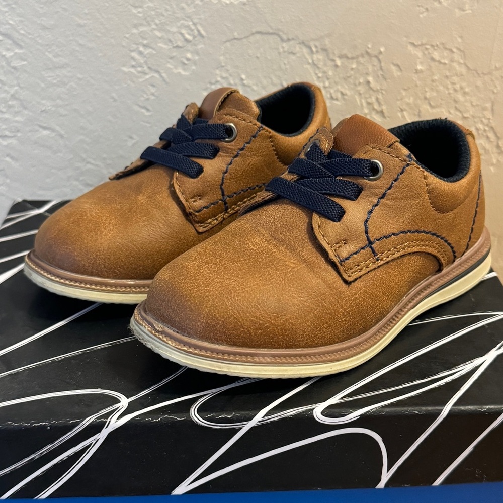 Max + Jake Lil Owen oxford dress shoe, Chestnut Brown toddler size 7